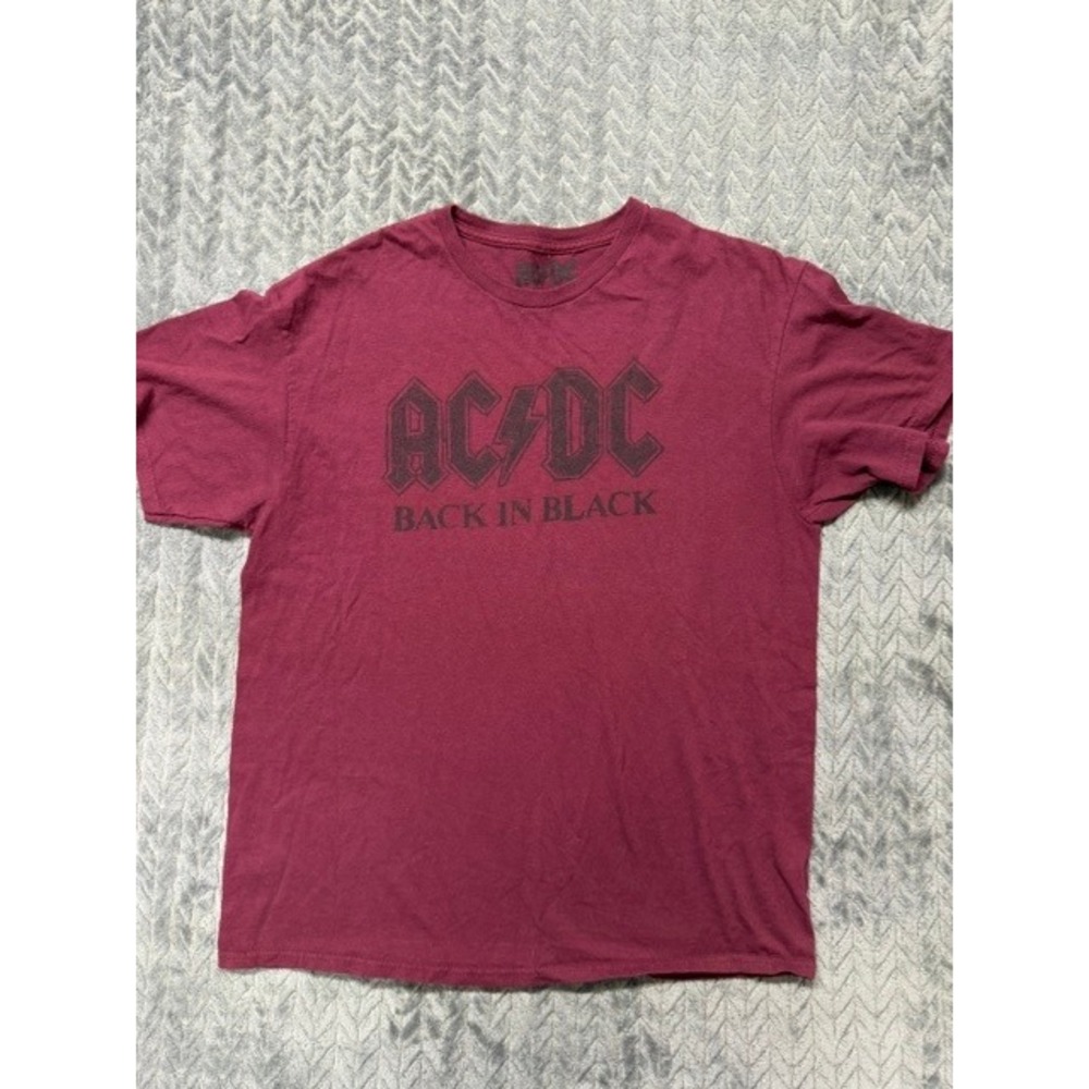 AC/DC Back in Black Graphic T-Shirt Mens Large Rock Band Tee 0595